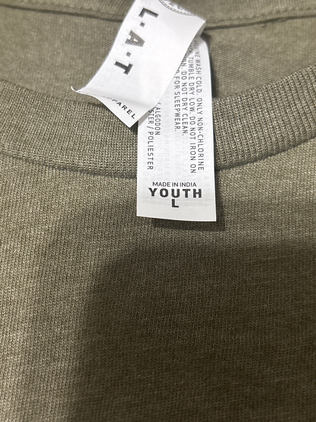 L.A.T Apparel Youth Large Olive Green Graphic T-Shirt