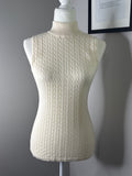 Chérie Colletta Cream Cable Knit Sleeveless Sweater Top Size M