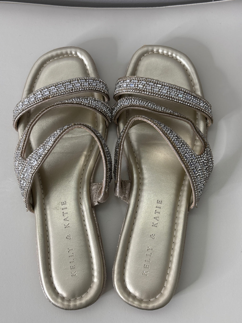 Kelly & Katie Women's Beaded Strap Slide Sandals Size 8.5M