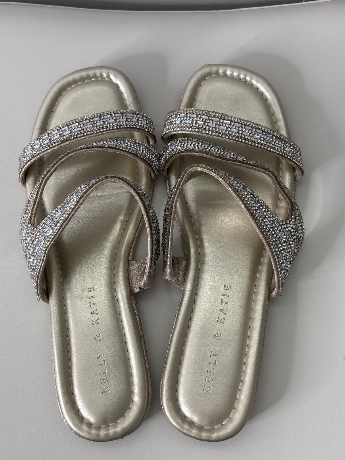 Kelly & Katie Women's Beaded Strap Slide Sandals Size 8.5M