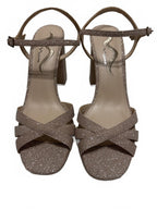 Nina Sparkly Nude Block Heel Sandals