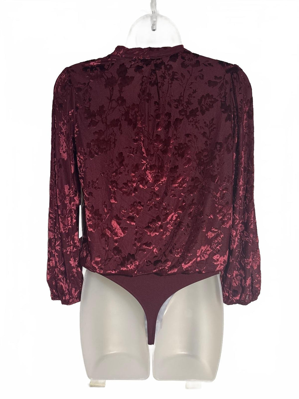 Lauren Conrad Burgundy Floral Velvet Bodysuit PXS