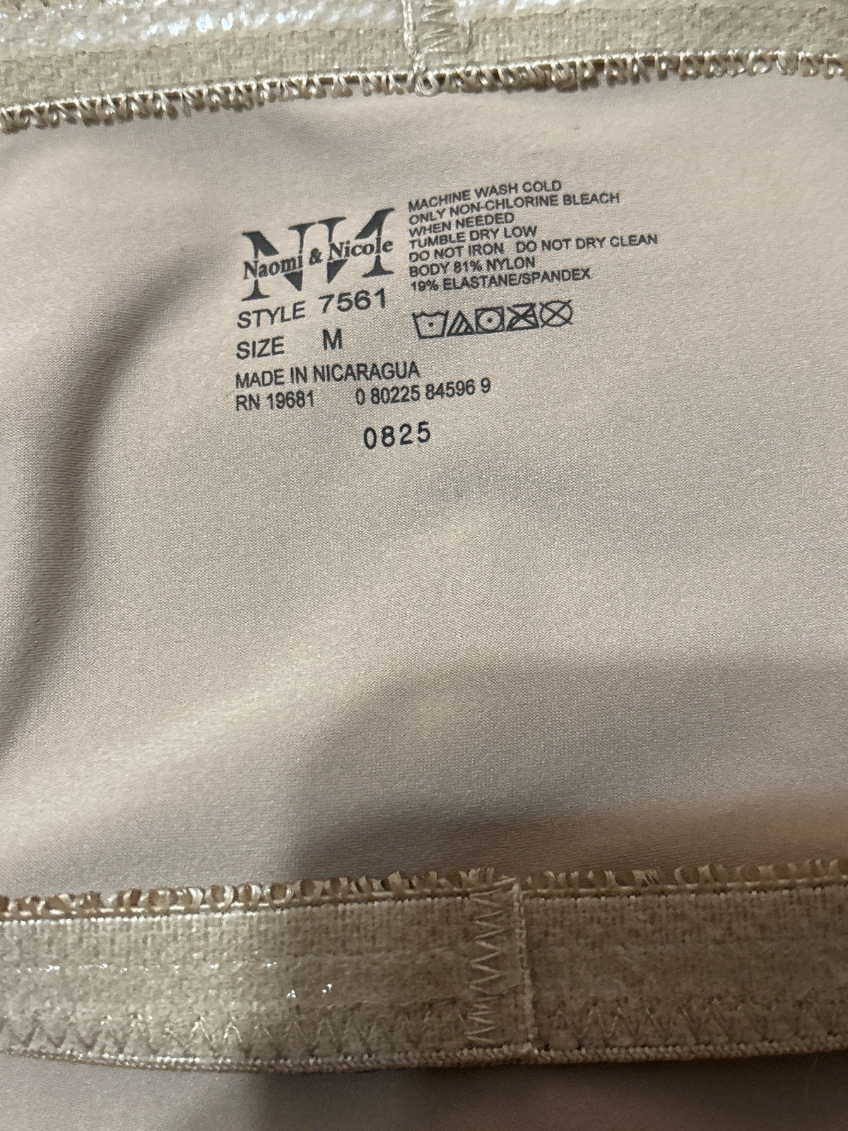Naomi & Nicole Beige Strapless Bandeau Bra Size M