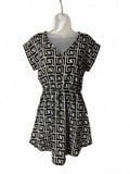 New Glory Women’s Black White Geometric Print Zip Front Dress Size Small