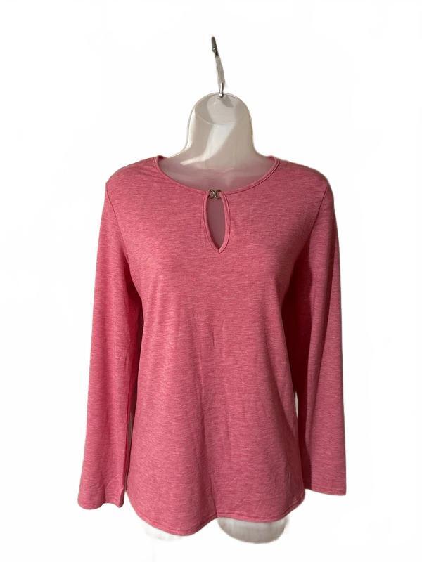 Women’s Pink Long Sleeve Keyhole Top | Size M | New Without Tags