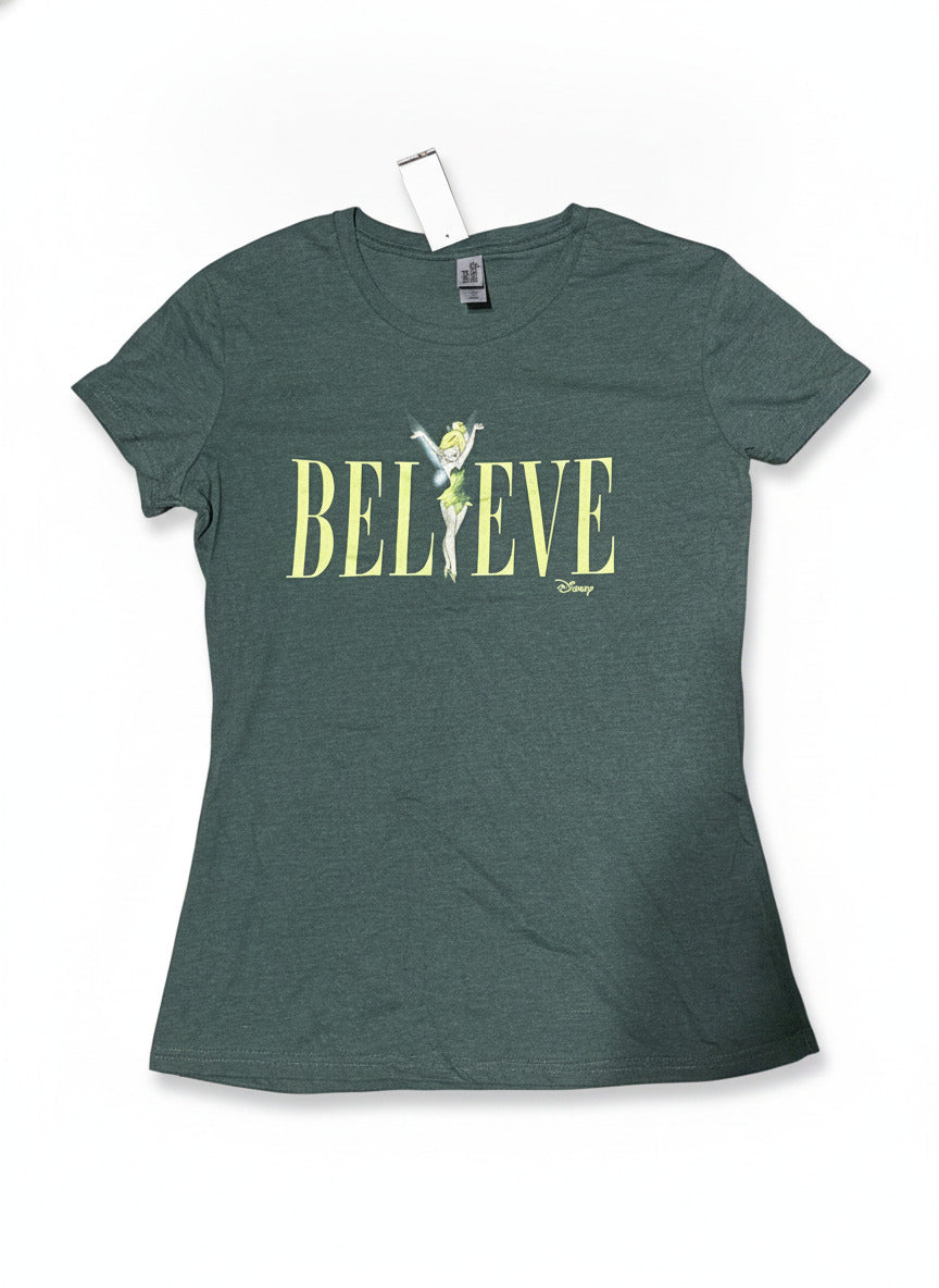 Disney Tinker Bell Believe Graphic T-Shirt Ladies Medium