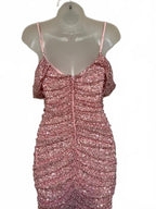 B. Darlin Pink Sequin Ruched Mini Party Dress Women’s Size S NWT