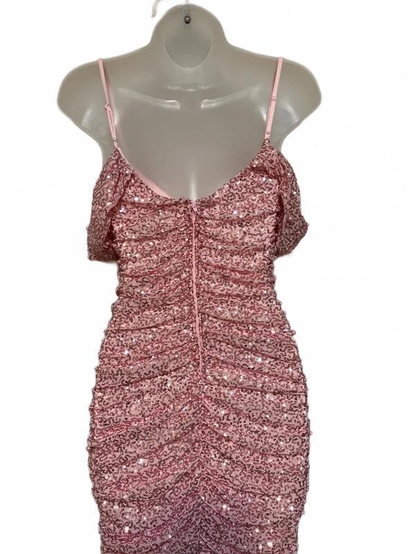 B. Darlin Pink Sequin Ruched Mini Party Dress Women’s Size S NWT