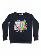 Instant Message Ladies S Black Sweatshirt Holly Jolly Grandma