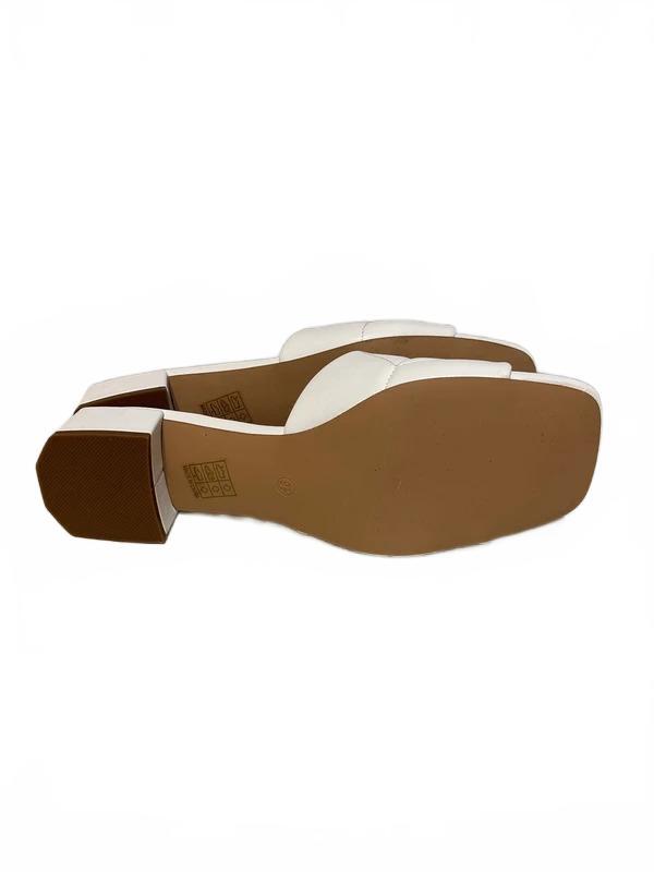 Journee Collection Elidia White Block Heel Slide Sandals Size 9.5